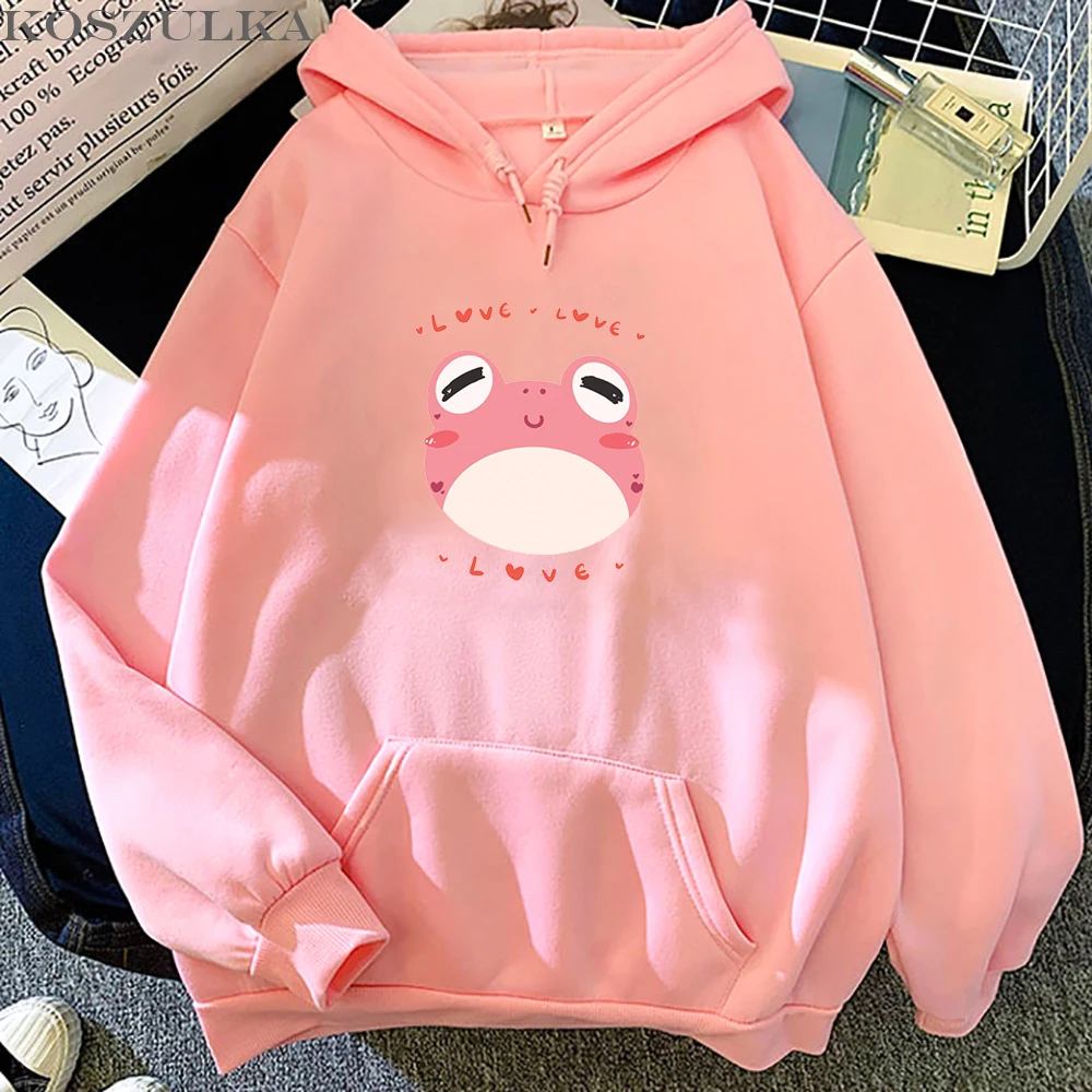 

Female Clothing Cartoon Frogs Graphic Hoodies Streetwear Kawaii Hoody Harajuku Casual Regular Sweatshirts