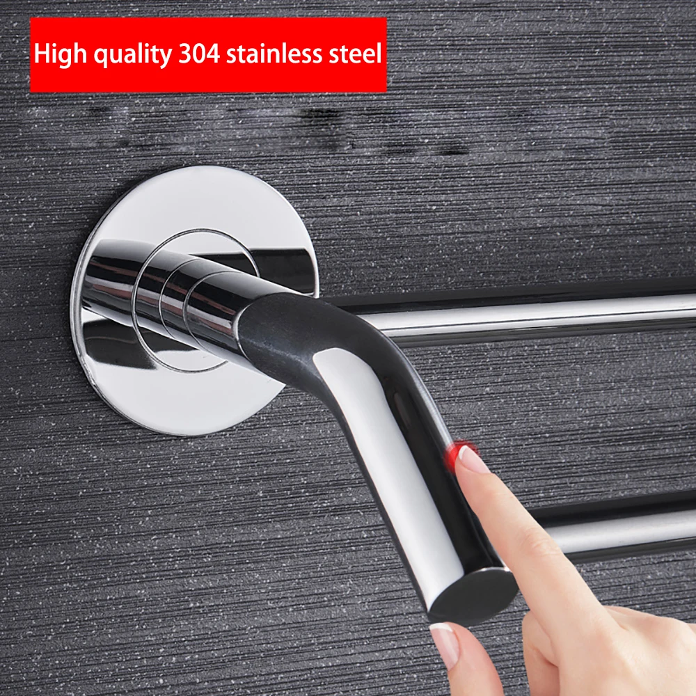 hand towel hanger bars 30 60cm 304 stainless steel punch free wall shower holder bath clothes hanging shelf bathroom accessories free global shipping