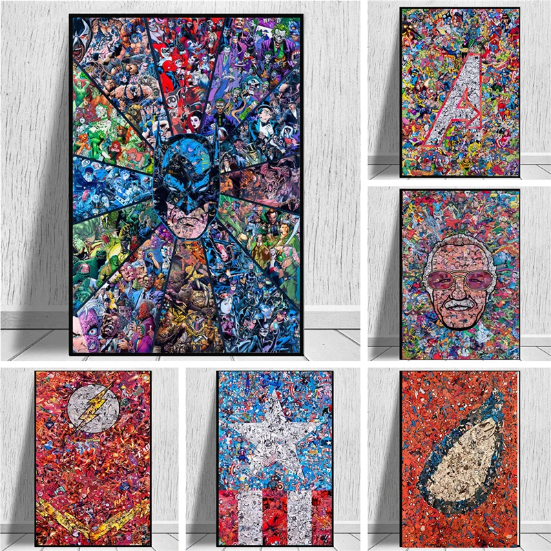 

Watercolor Superhero Avengers Poster Iron Man Canvas Painting Cracked Background Wall Art Decor Pictures for Home Decor