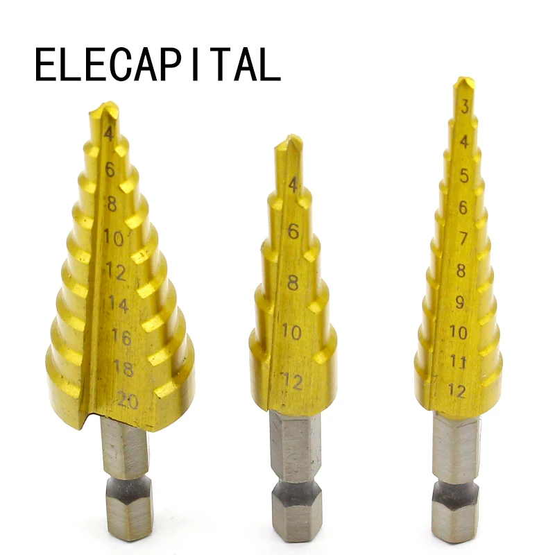 3 шт. титановые ступенчатые сверла из быстрорежущей стали 12 мм 4 20 мм|drill set|metal drill