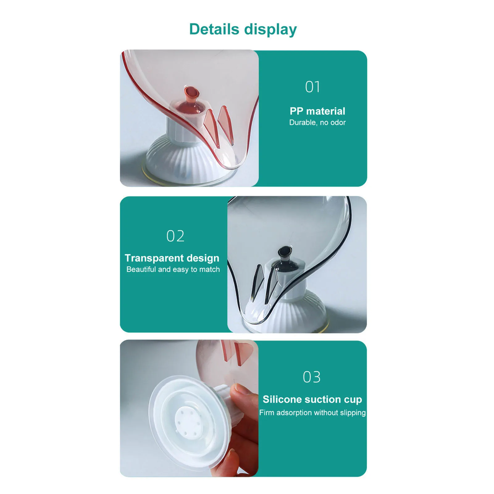 

Suction Cup Soap Dish Holder Leaf-Shape Self-Draining Soap Box Not Punched for Shower Bathroom Kitchen Accessories