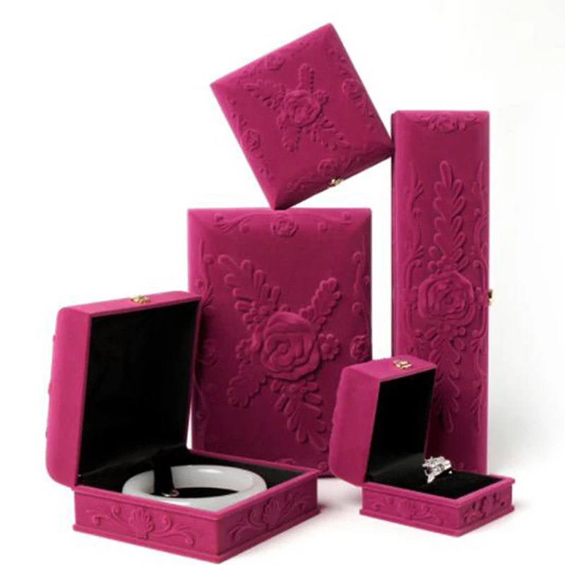 Бархатное ожерелье с принтом роз кольцо коробка для ювелирных изделий браслет