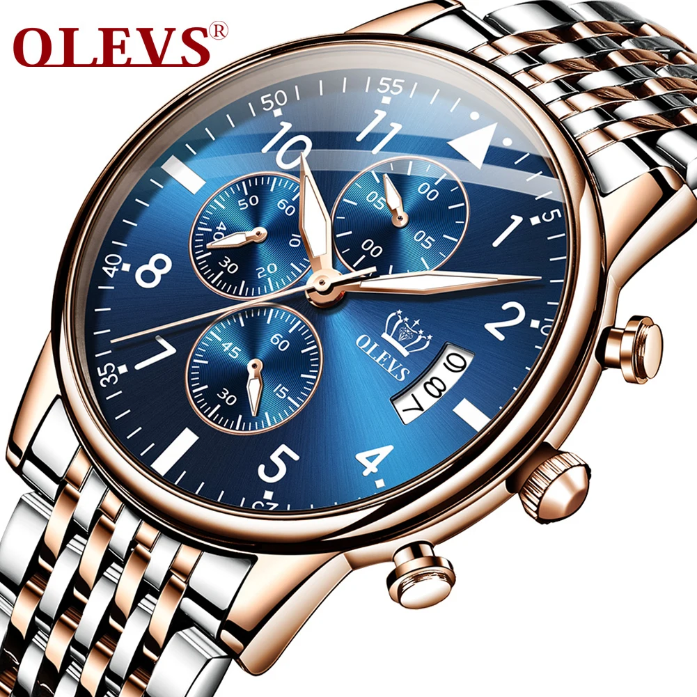 

Часы мужские OLEVS, кварцевые, водонепроницаемые, с хронографом и датой, 2020