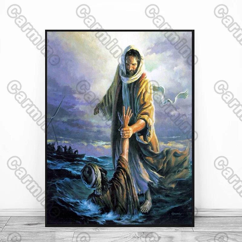 

Poster Figure Flooding Rescue God Canvas Painting Wall Art Nature Home Decoration for Living Room and Bedroom Frameless