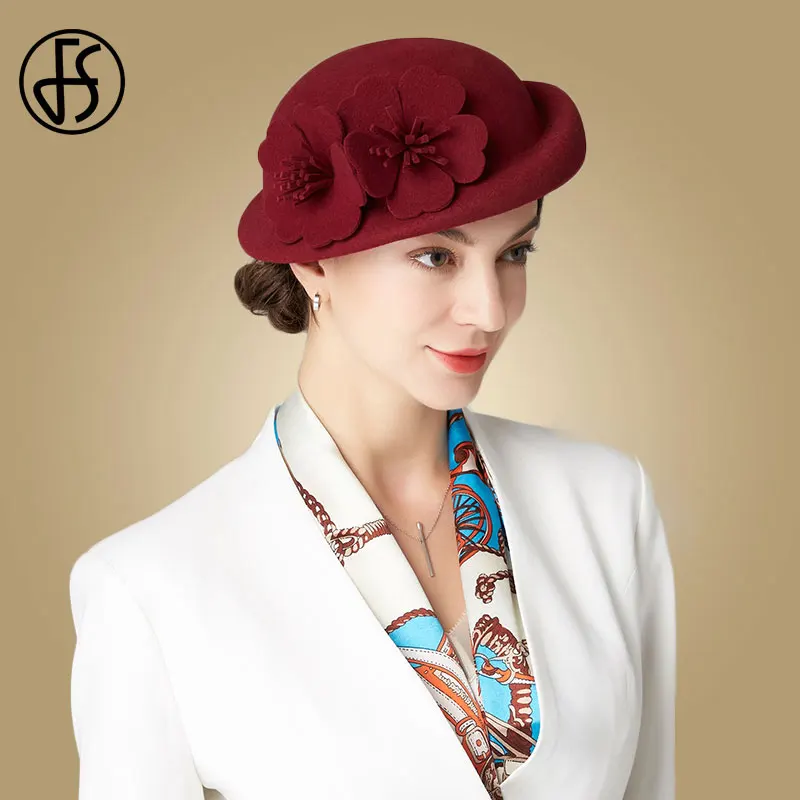 FS шерсть для торжественного случая синие женские фетровые шляпы берет черный