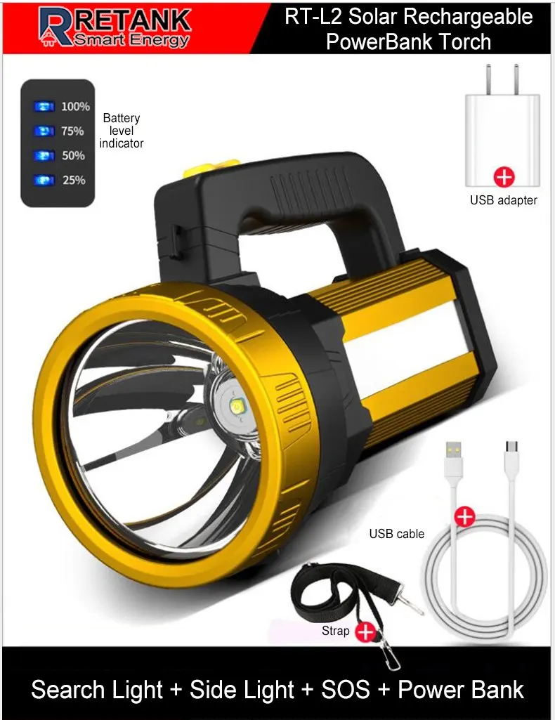 

Ручной фонарь RETANK L2, 4 уровня мощности, индикация уровня спортивной лампы, 10 Вт, с микро-usb портом