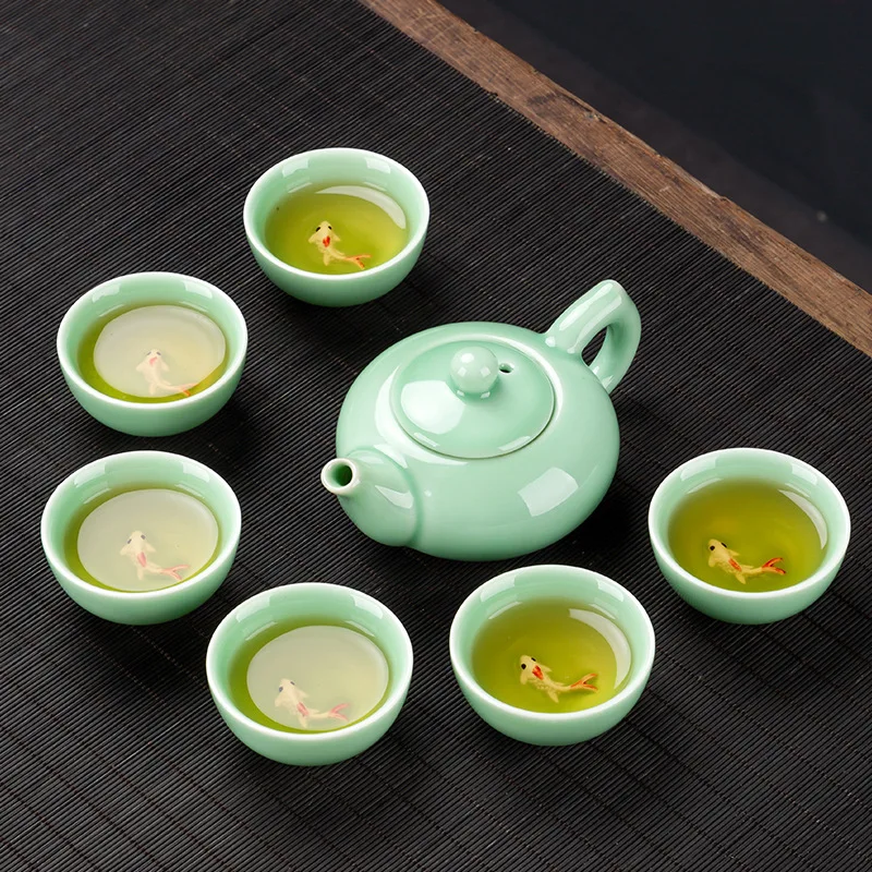 

Chinese Teaware Set High Quality Gift Tea Cup Set of 6 Matcha Teaware Sets Tea Ceremony Party Juego De Te Teapot Ceramic EH60TS