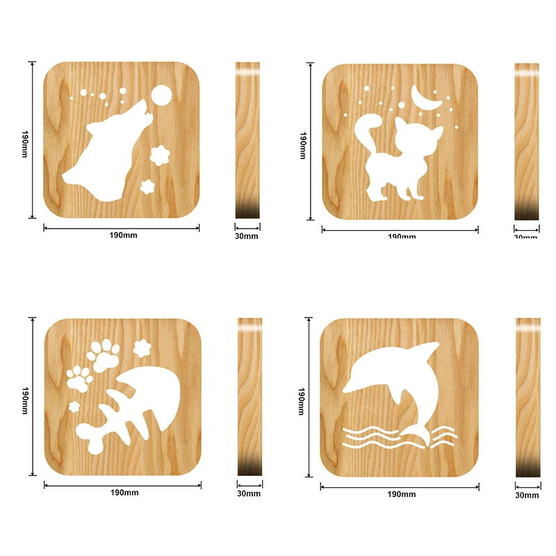 Деревянный ночник с животными USB Настольная зарядная лампа для чтения настольная