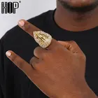 Мужское кольцо из титана и нержавеющей стали, в стиле хип-хоп, с микро закрепкой стразы, с головой льва
