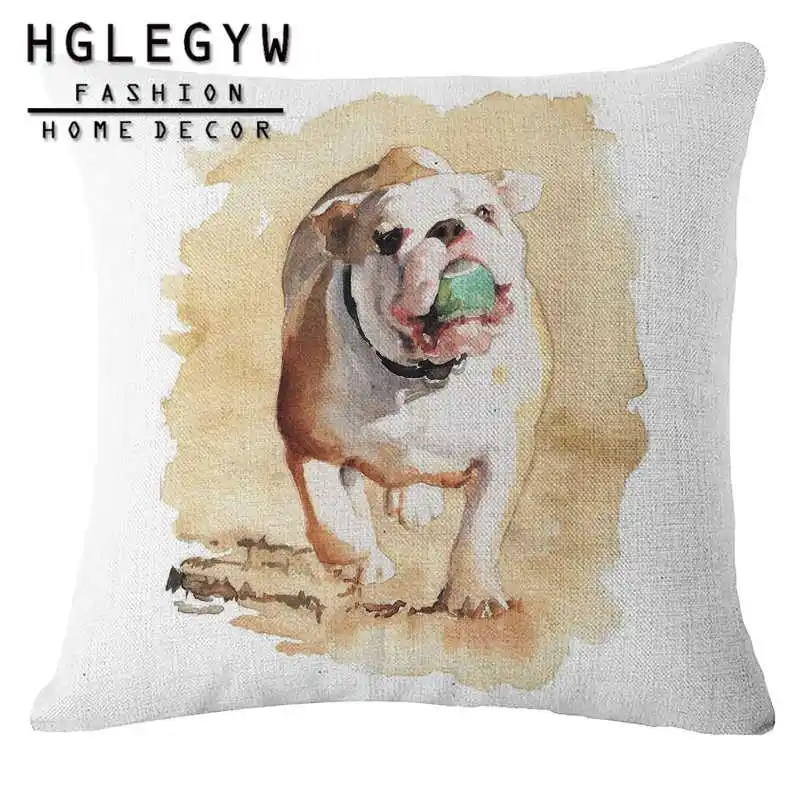 Милый чехол для подушки в виде овчарки наволочка из хлопка и льна 45*45 см наволочки