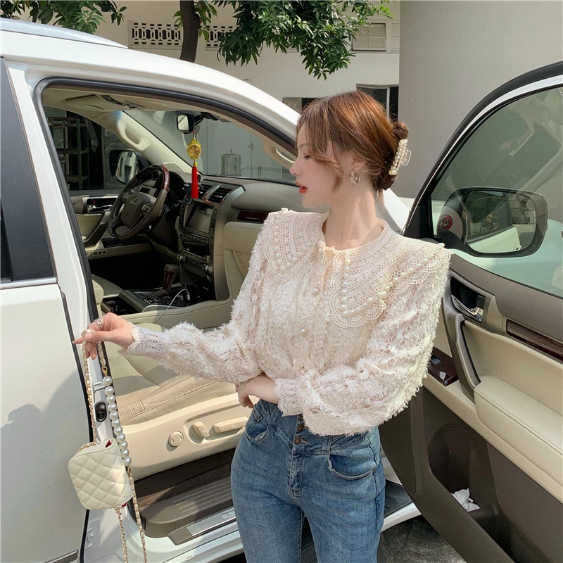 

Make firm offers han edition lace hollow out dolls led nail bead inside take render shirt tassels frock shirt