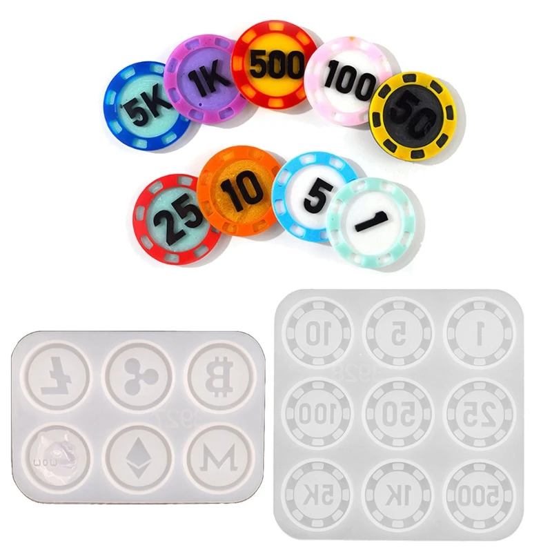 

Игровая валюта с украшением в виде кристаллов эпоксидная смола, форма коллекционные монеты силиконовая форма «сделай сам» ремесла Ювелирн...