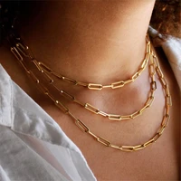good quality thick chain 18k gold necklace mixed linked circle chunky choker necklaces for women colar minimalist party jewelry
