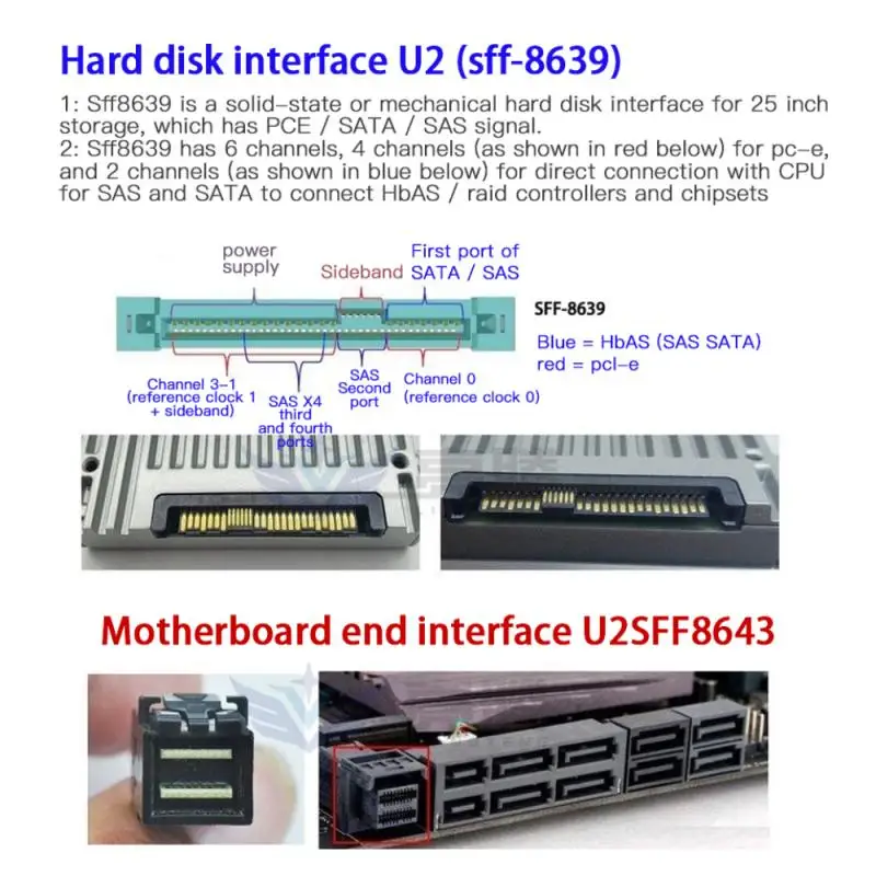 

U.2 To PCI-E X4 Riser Card 3.0 SFF-8639 To SSD Extension Adapter U.2 SSD SATA PCI Express Card For 2.5 Inch SATA HDD
