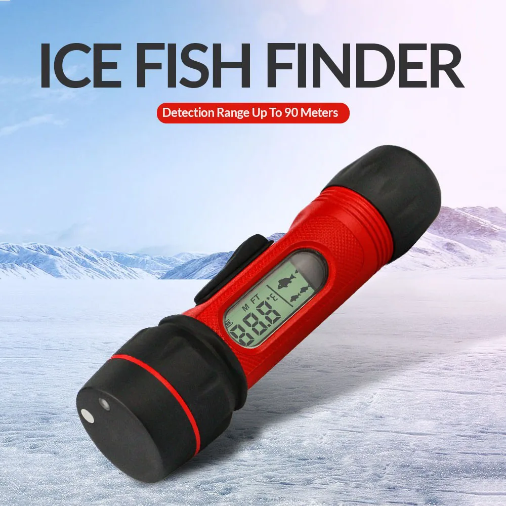 Enlarge F12 Digital Handle Fish Finder Echo Sounder 100M Depth Portable Waterproof Sonar For Winter Ice Fishing Echo Sounder