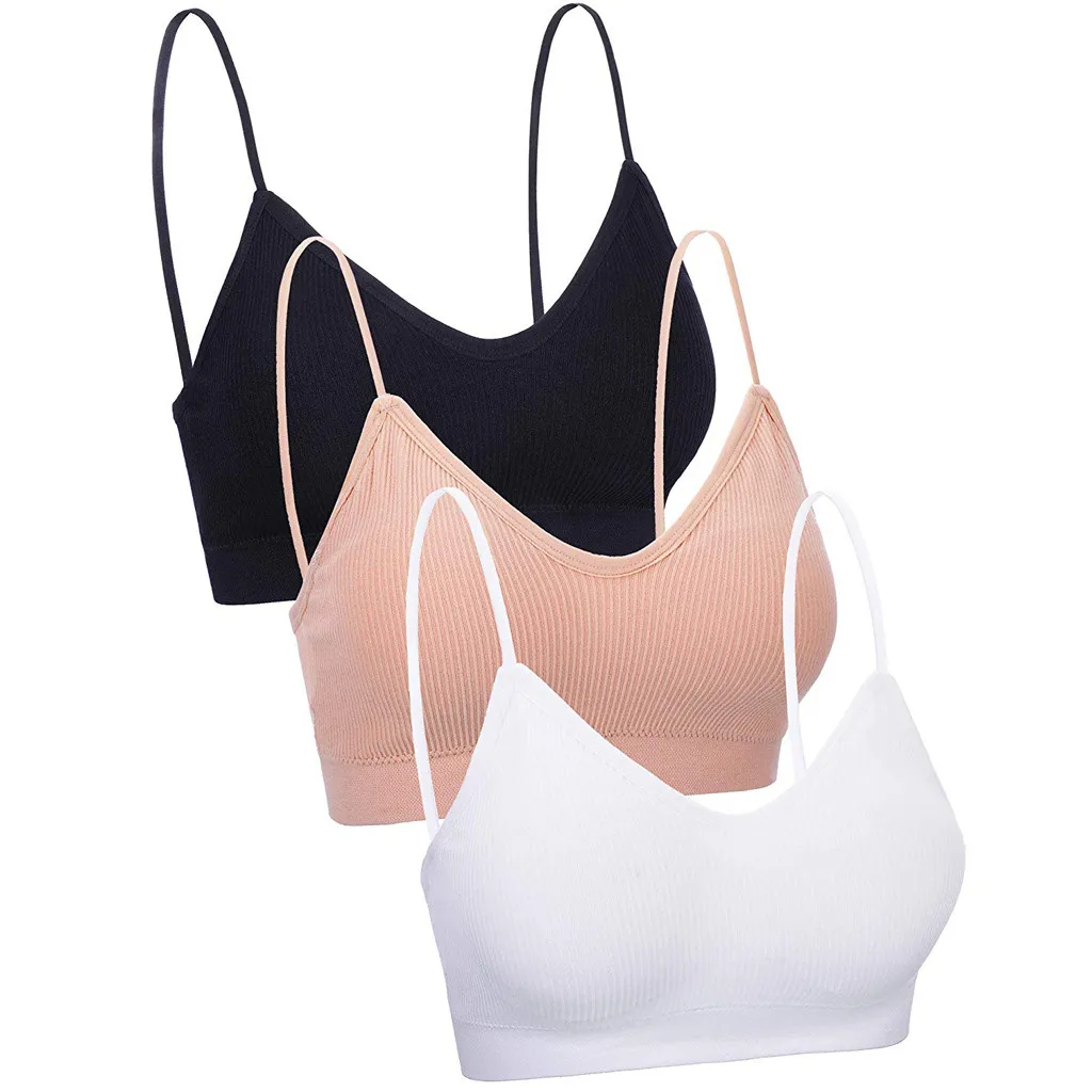

3 Pieces V Neck Bra Seamless Padded Camisole Bandeau Sports Bra Sleep Bra Sling Sexy Summer Bras Camisoles Sports Tops#G