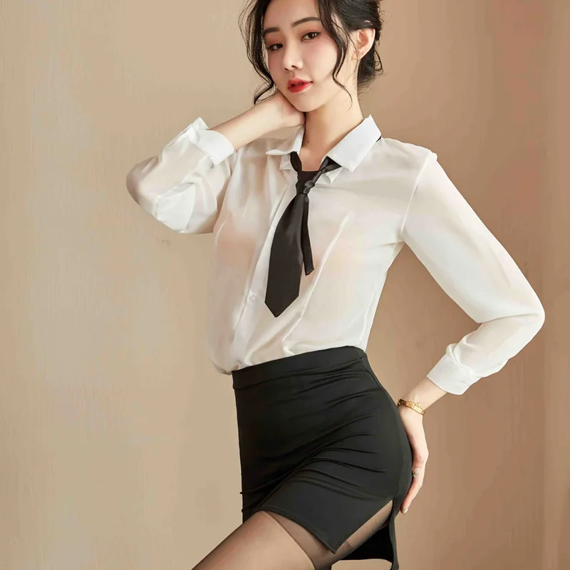

2020 Sale Sexy Uniform Attracts Female Secretaries Underwear, Tight Bottom Skirt, Ol Teacher's Professional Perspective Suit