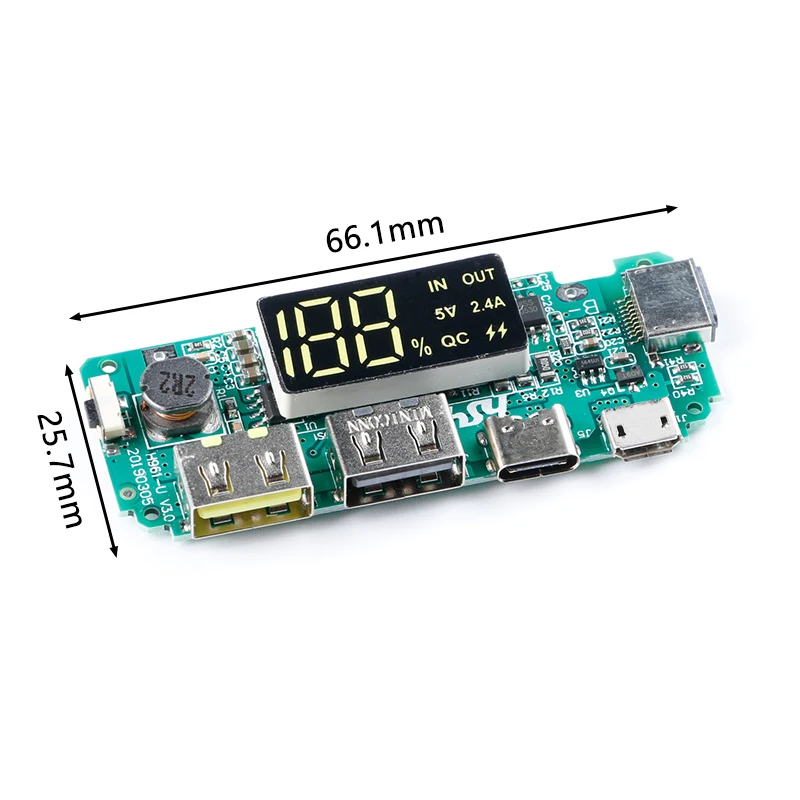 Светодиодный двойной USB 5V 2.4A Micro/Type-C/Lightning внешний аккумулятор 18650 зарядное