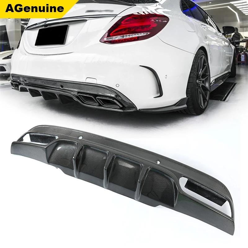 

Hi-end AGenuine FD Carbon Fiber Car Rear Bumper Lip Diffuser With End Pipes For Mercedes-Benz C Class W205 Sports AMG