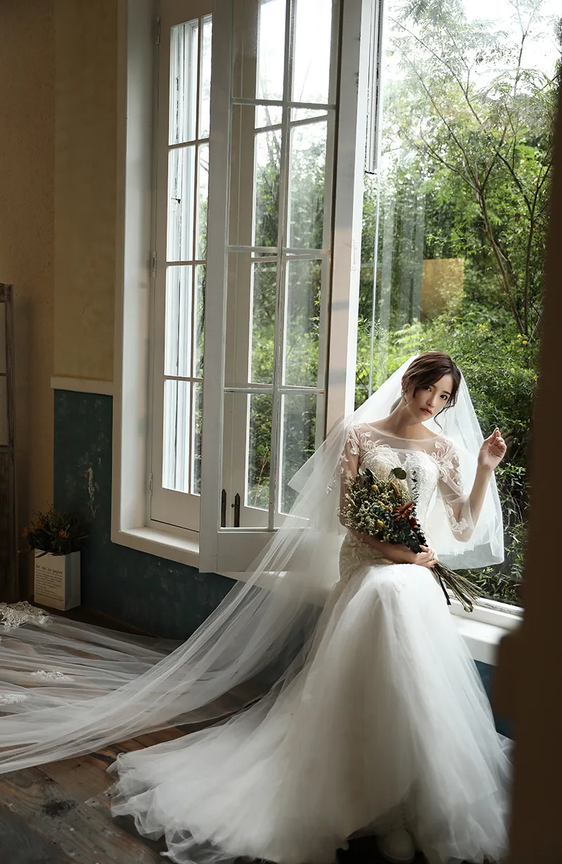 JaneVini Винтаж собор светильник Шампанское Длинные свадебная Фата с расческой два