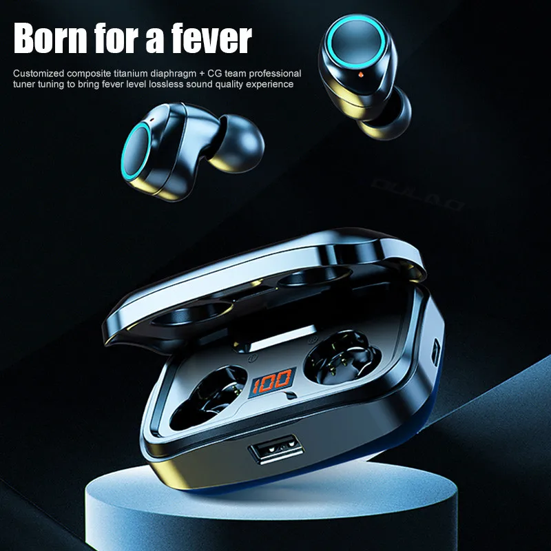 

TWS Bluetooth 5.0 Earphones Wireless Headphone 3500mAh Charging Box 9D Stereo Sports Waterproof Earbuds Headsets With Microphone