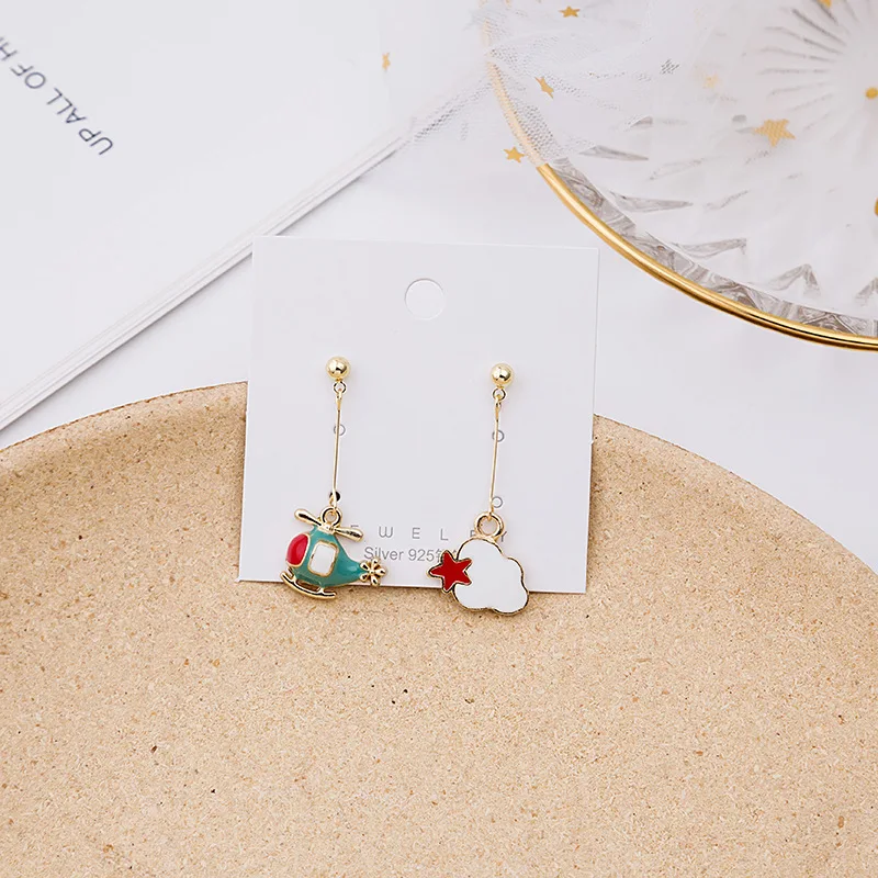Hello Miss New cartoon asymmetric earrings animal cloud fun wild fresh stud fashion women's jewelry | Украшения и аксессуары