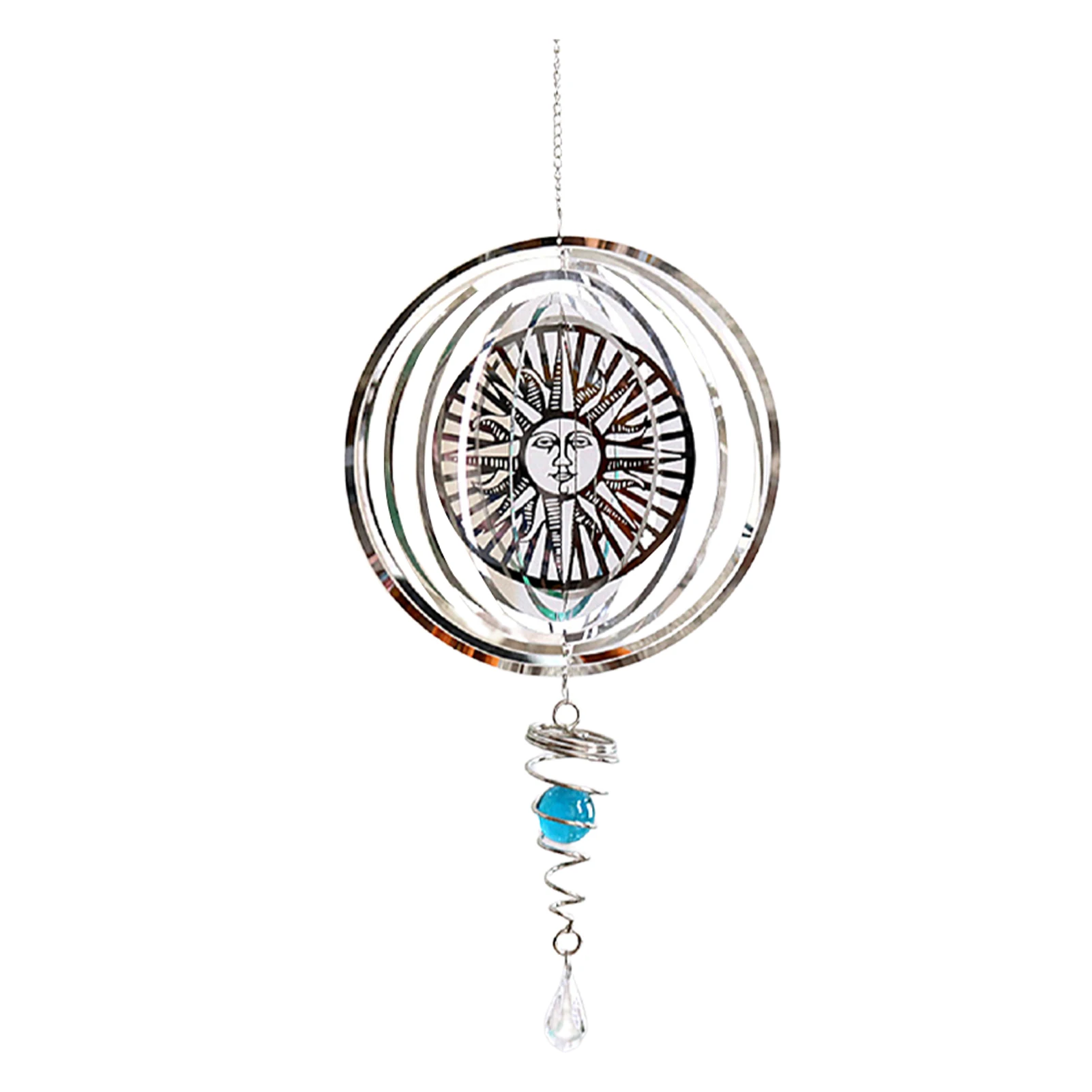 

3D Balcony Foldable Garden Decor Wind Spinner Hanging Ornament Outdoor Bedroom Indoor Stainless Steel Party Geometric Pattern