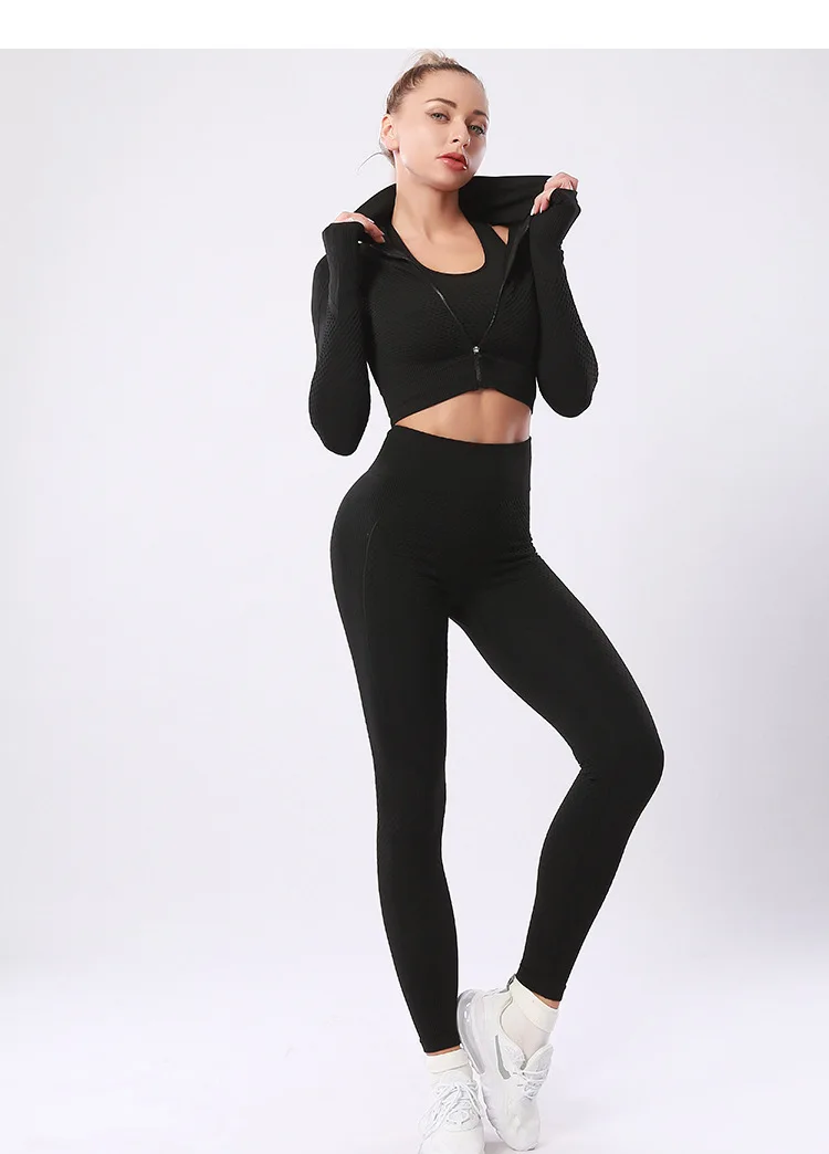 

Women Gym Yoga Set Seamless Fitness Running Sportswear High Waist Workout Yoga Leggings Tracksuits Sports Suits