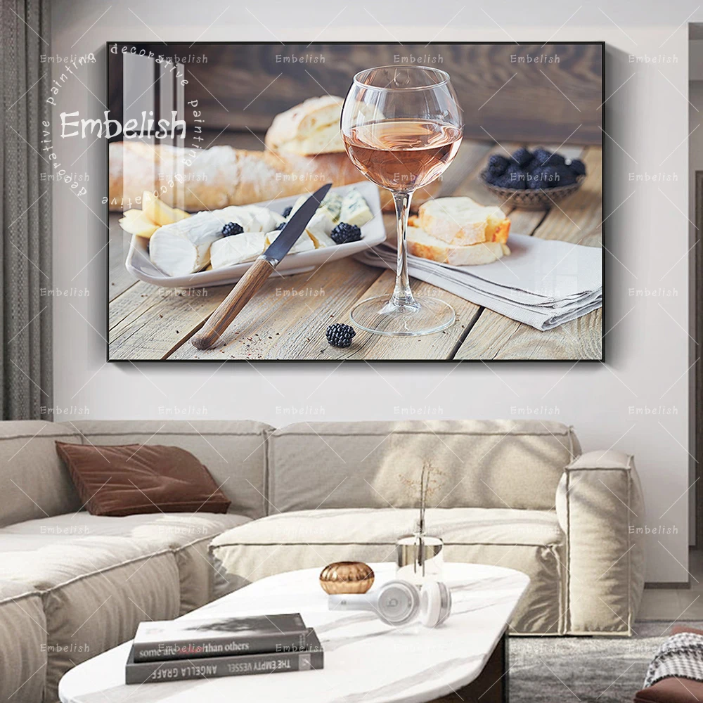 

1 Pieces Wine And Food Wall Art Pictures For Living Room Modern Home Decor Posters Dinning Room HD Spray On Canvas Oil Paintings