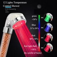 led anion shower filter spa shower head beauty pressurized water saving temperature control colorful handheld big rain shower