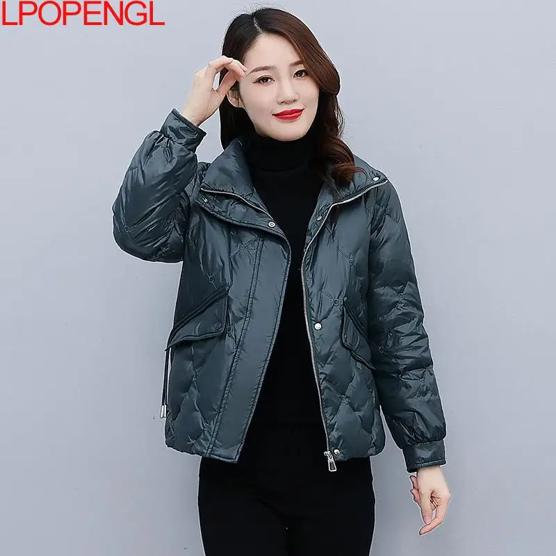 

Fashion Winter Wide-waisted Jacket Zipper Stand-up Collar Cotton Jacket Cotton Jacket Parkas Women Solid Color Warm Padded