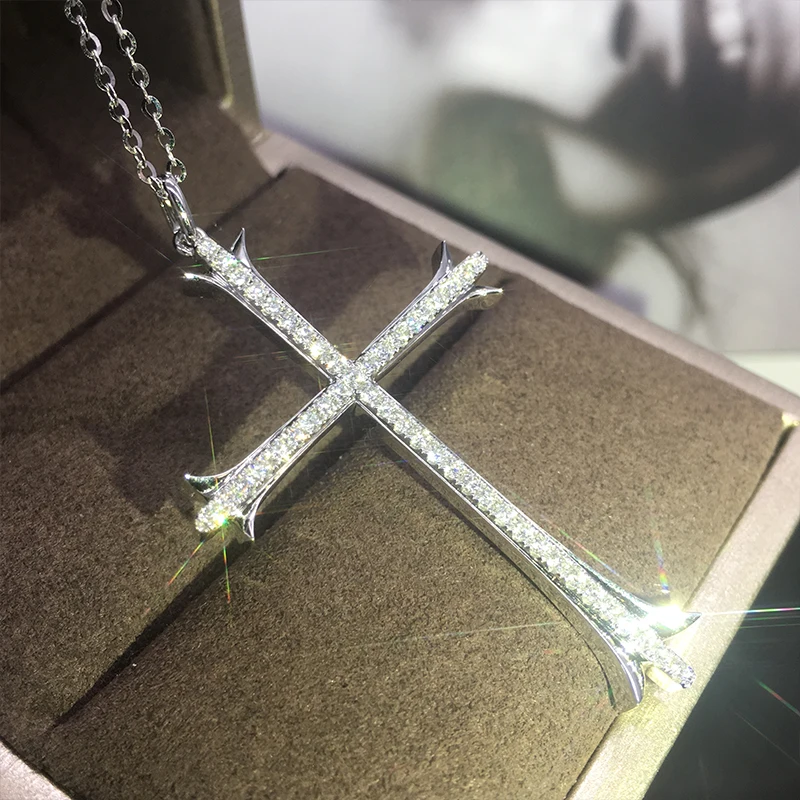 

CAOSHI Exquisite Cross Pendant Necklace with Dazzling Mini Cubic Zirconia Statement Jewelry Women's Fashion Accessories Hot Sale