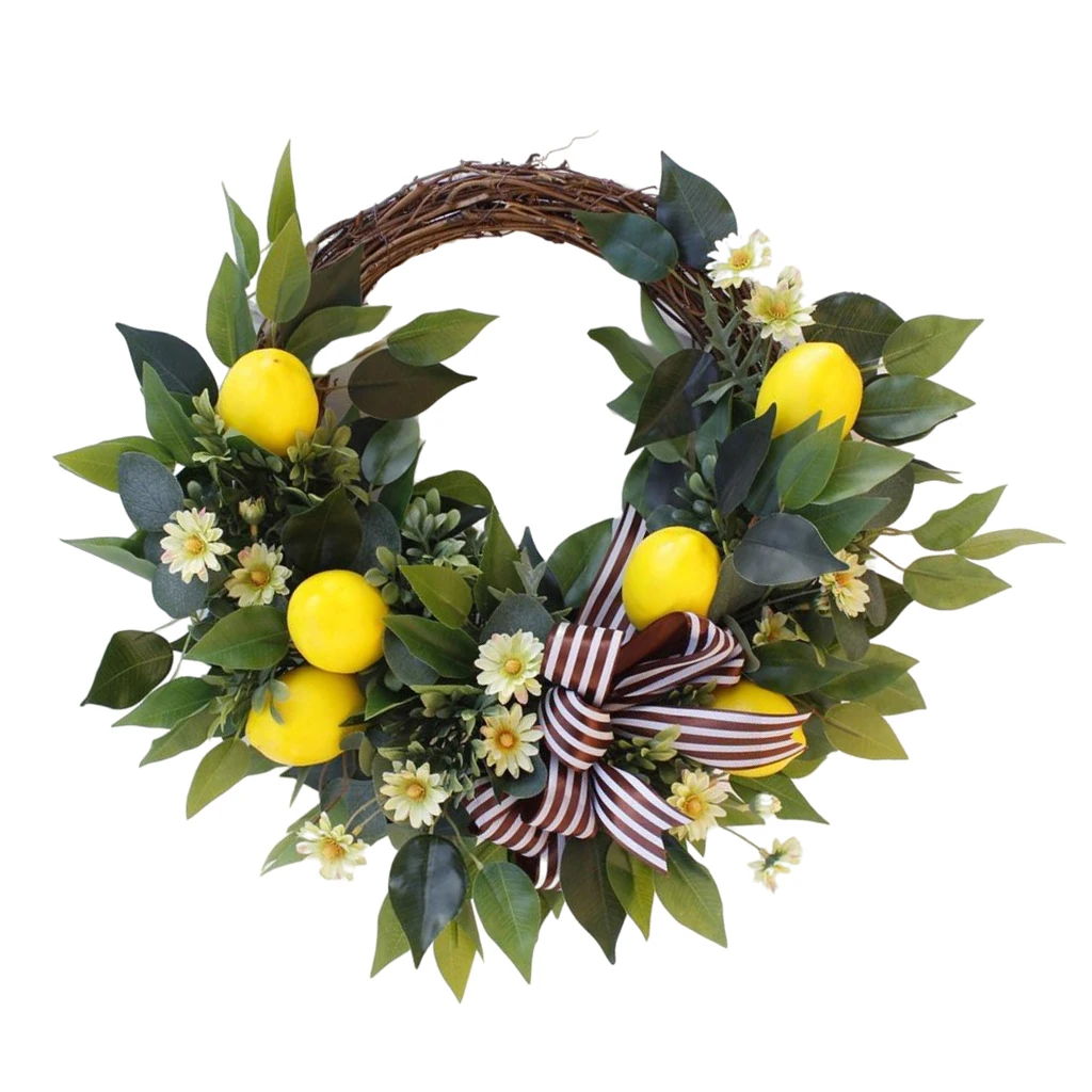 

19.69 Inch Artificial Lemons Wild Flowers and Green Leaves for Front Door