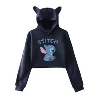 disney co branded stitch hoodies for teen girls trend hoodie creative cartoon womens sweatshirt navel clothes oversized hoodie