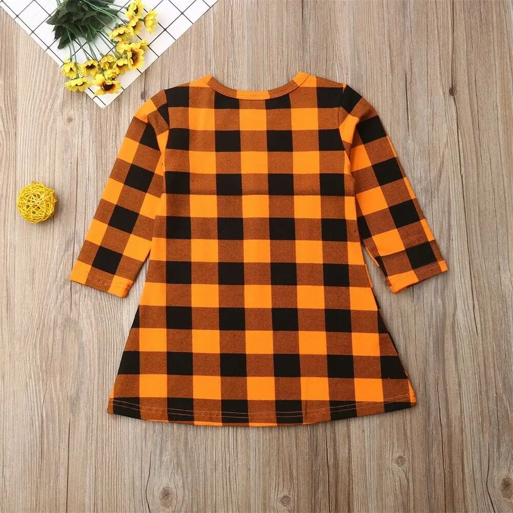 Осеннее рождественское платье одежда для малышей девочек Хлопковое в клетку с