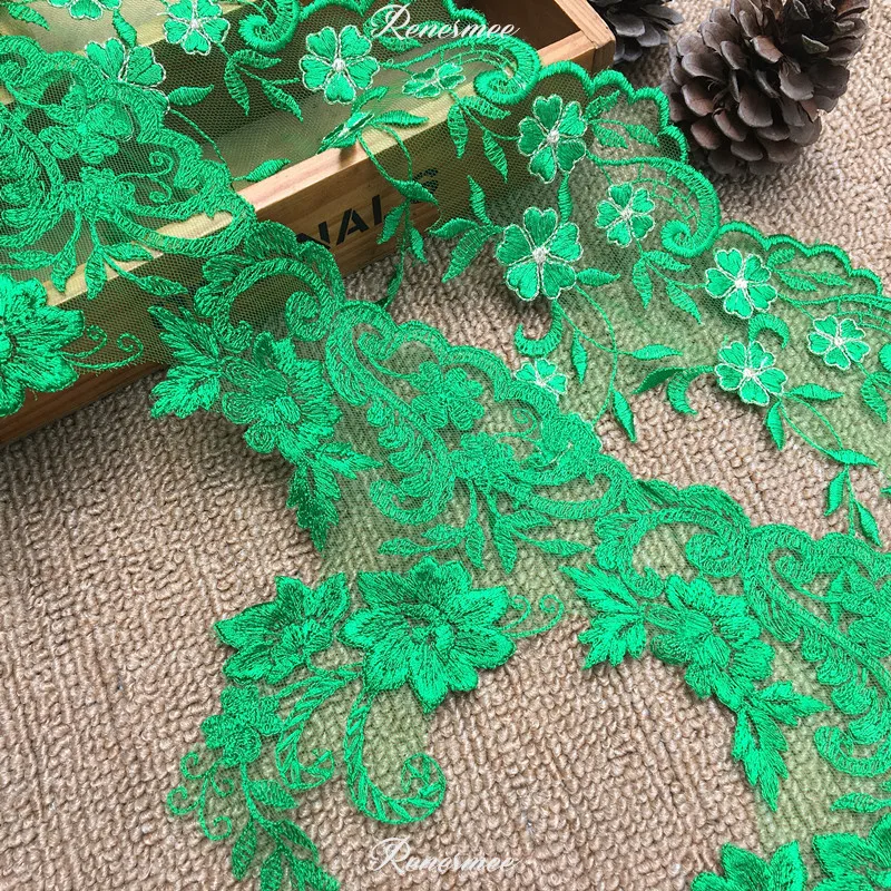 Изящная золотистая нить 1 м зеленого цвета модная вышивка кружевная ткань для
