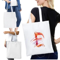 womens canvas shoulder bags collapsible handbag initial name letter series tote literary books tote shopping bag for girls