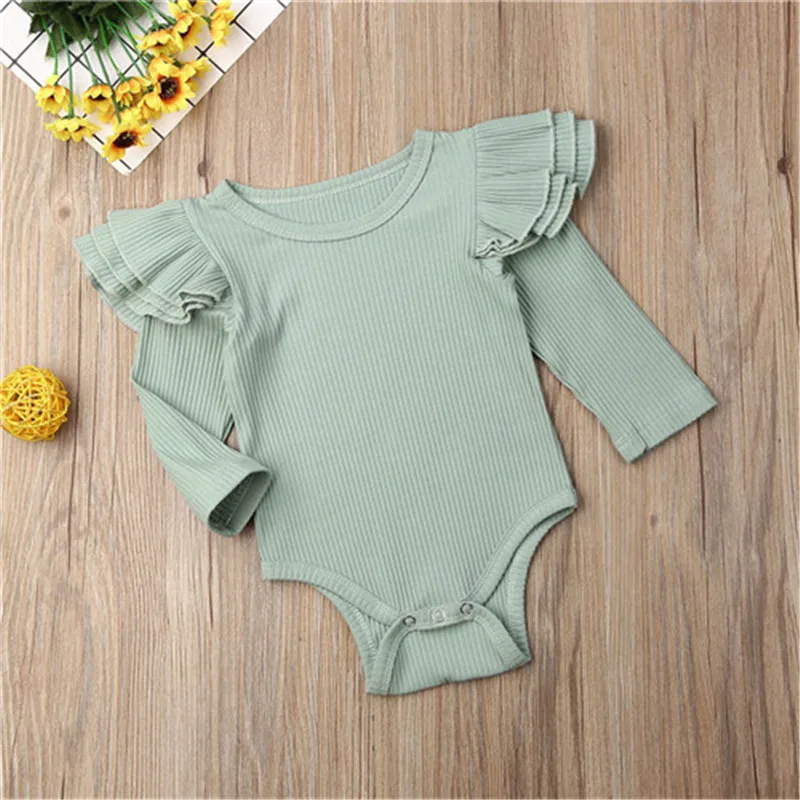 Милые однотонные боди для маленьких девочек комбинезоны новорожденных детей
