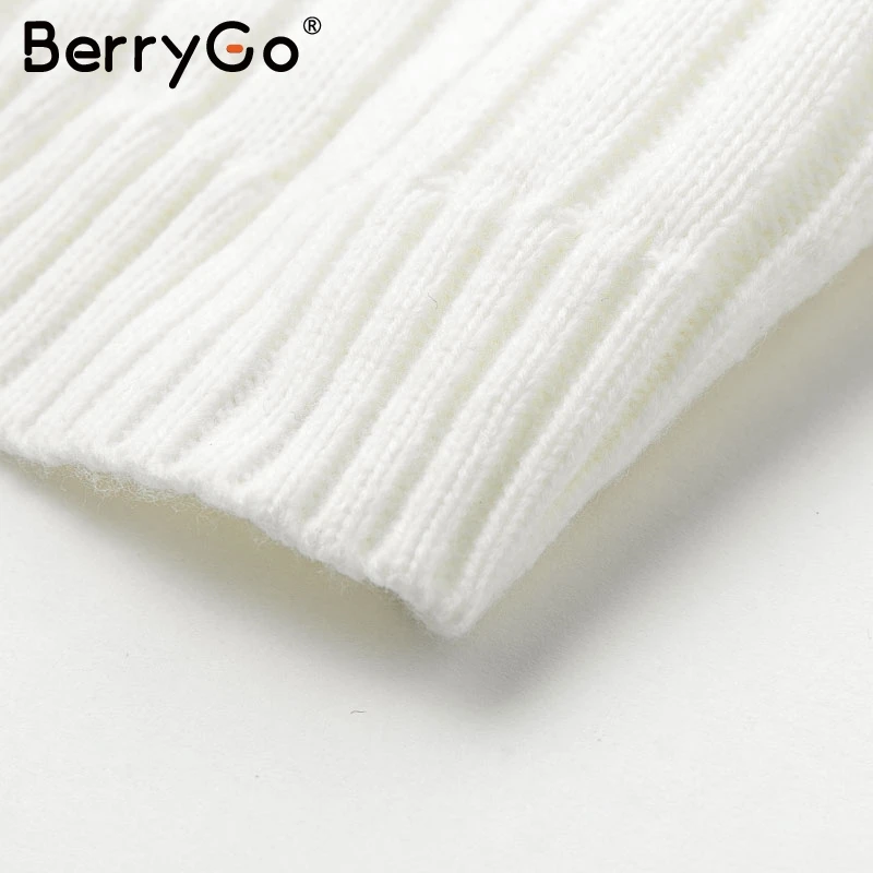 Женский вязаный свитер с вырезом BerryGo повседневный Свободный пуловер рукавом