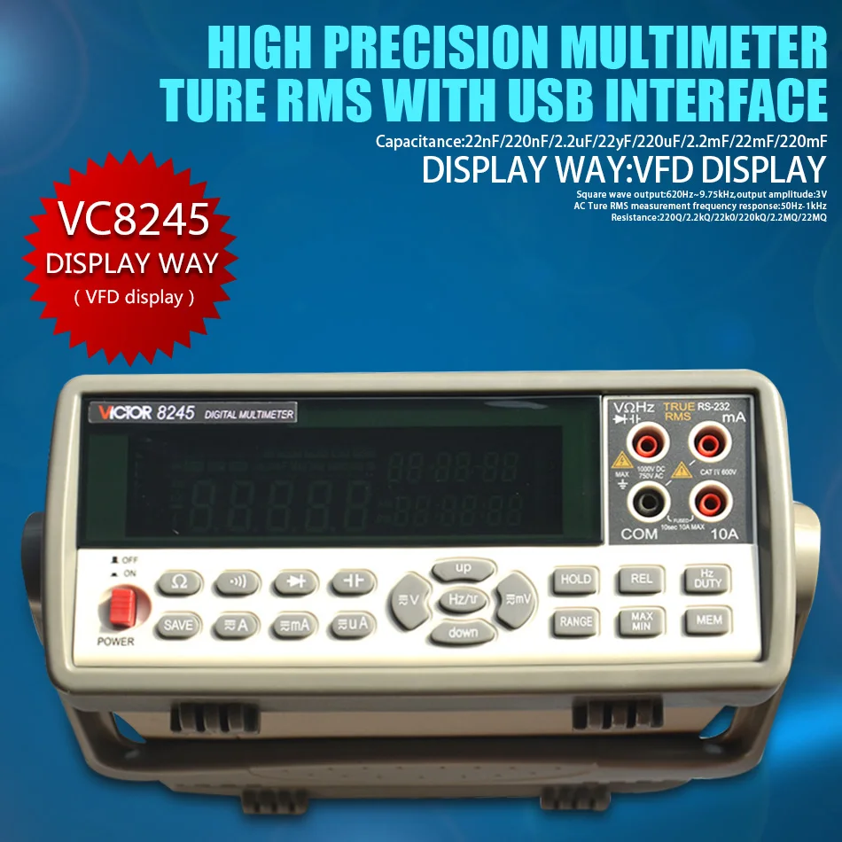 Настольный дисплей VC8245 4 1/2 высокоточный мультиметр Ture RMS с USB