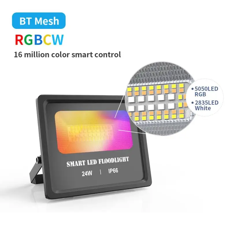 

Светодиодный прожектор Smart RGB 24 Вт Bluetooth уличное умное освещение 240 В водонепроницаемый цветной меняющийся прожектор с умным управлением