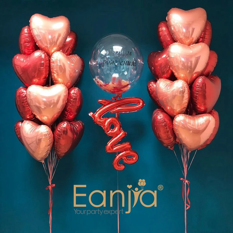 Шары воздушные из фольги в форме сердца 18 дюймов 15 шт.|Воздушные шары и