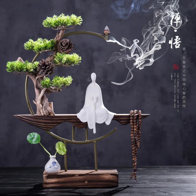 Обратный Ладан горелки водопад снег дерево благовония держатель кадило плита с