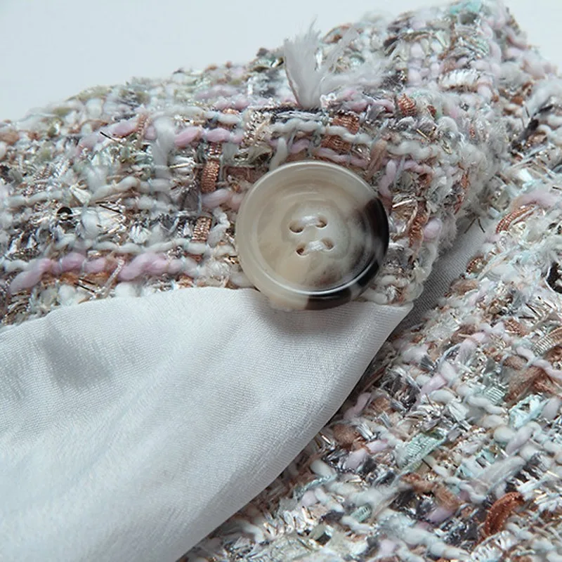 Модные женские весенние блузки топ твидовая мини-юбка комплект одежды из двух