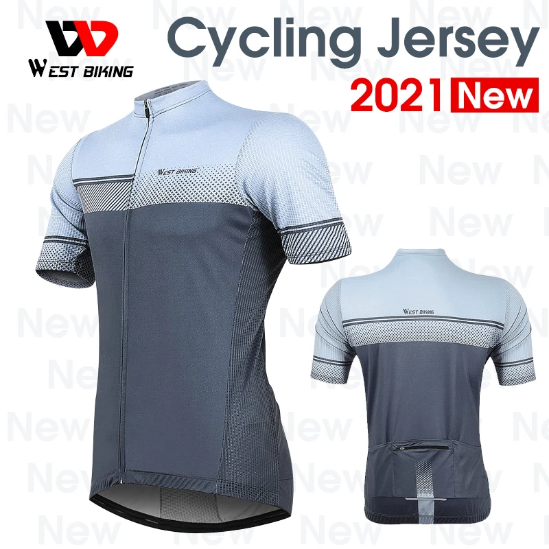 

WEST BIKING Summer Cycling Jersey Short Sleeve Casual Men's Sport Top Quick Dry MTB Road Bike Team Uniform Bicycle Wear Clothing