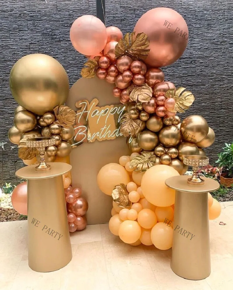Guirnalda de Globo de oro rosa cromada Morandi para boda, cumplea&ntilde;os, Navidad, A&ntilde;o Nuevo, globos de fiesta, conjunto de decoraciones, 96 Uds.-1