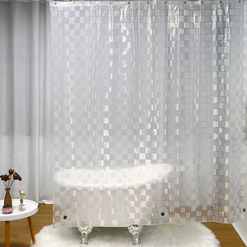 

Bathroom Shower Curtain Toilet Bath Curtains Waterproof Thickened 3D Plastic Hanging White Transparent Anti Mildew Curtain 1PC