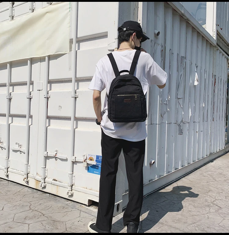 

PB3977 Canvas backpack men's simple casual Korean version of all-match men's small backpack
