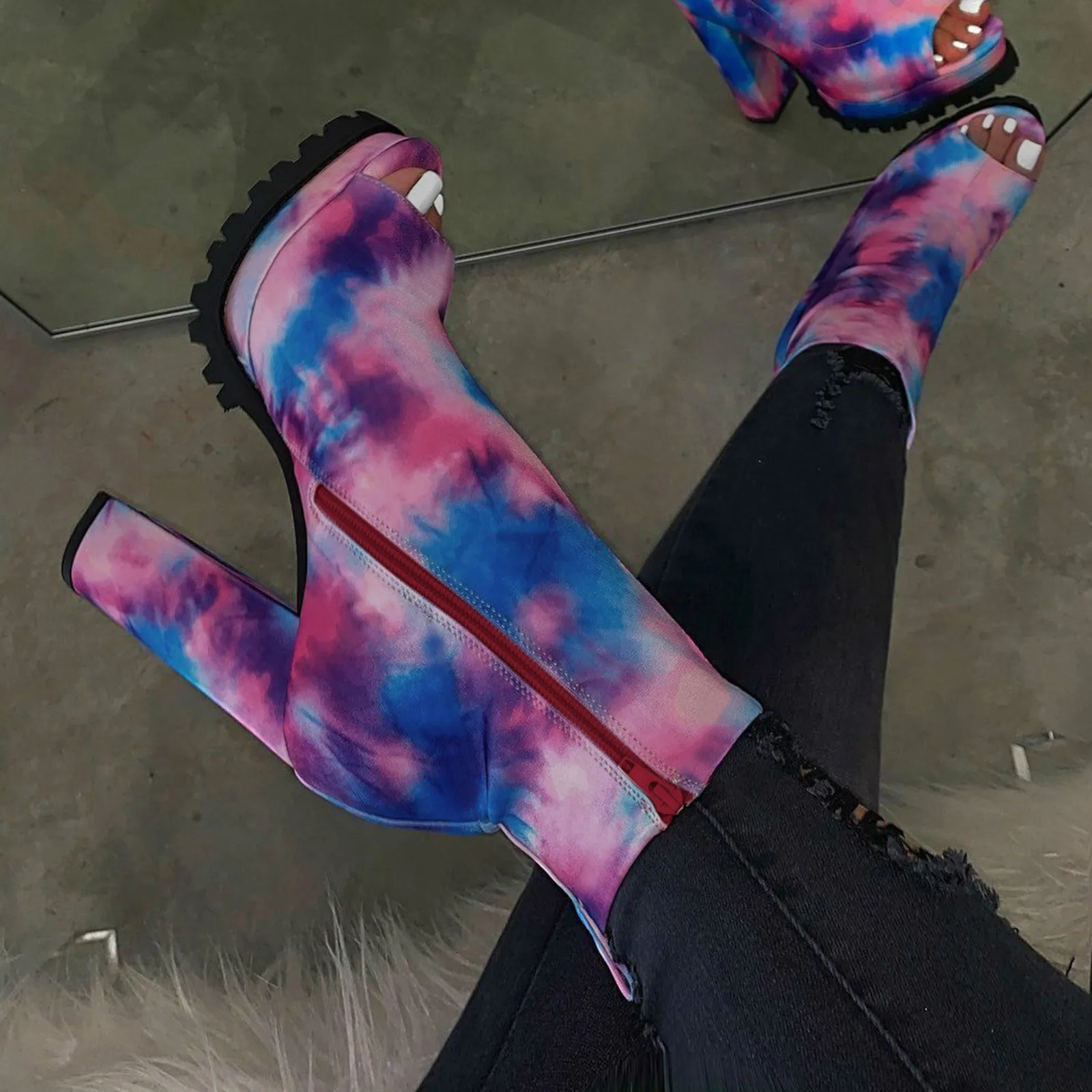 Women Ladies Thick High Heel Peep Toe Boots Zipper Ankle Single Shoes Fashion Casual Temperament Fast Free Shipping | Обувь