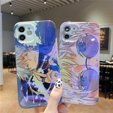 Japan Anime Jujutsu Kaisen Gojo Satoru Phone Case For iPhone 13 12 11 Pro Max X Xs Max Xr 7 8 Puls Blu-ray Soft Silicone Cover